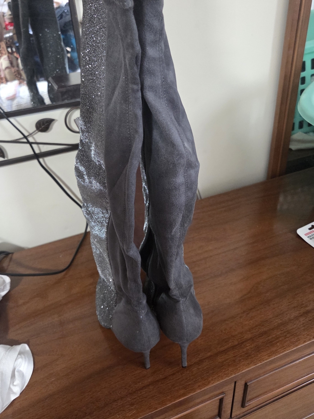 Jessica Simpson Gray Sparkle Over-the-Knee Boots - Picture 3 of 4
